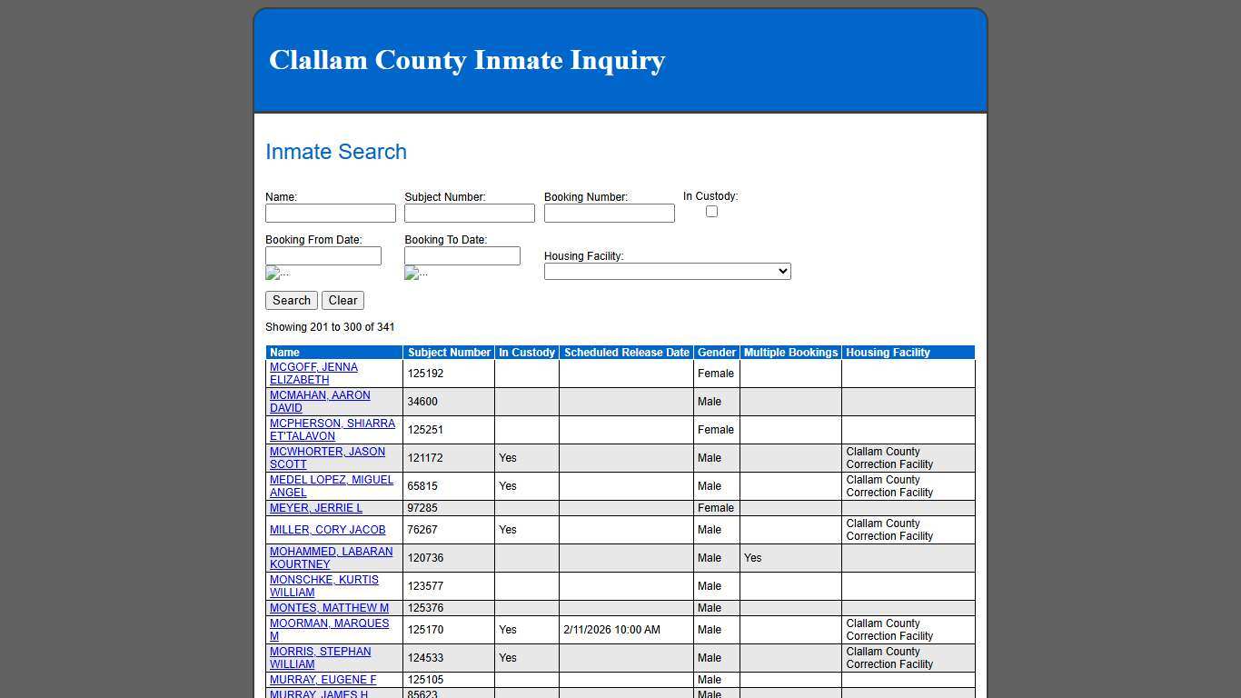 Inmate Search