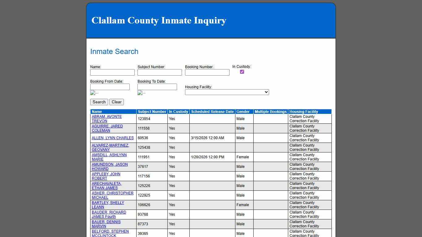 Inmate Search