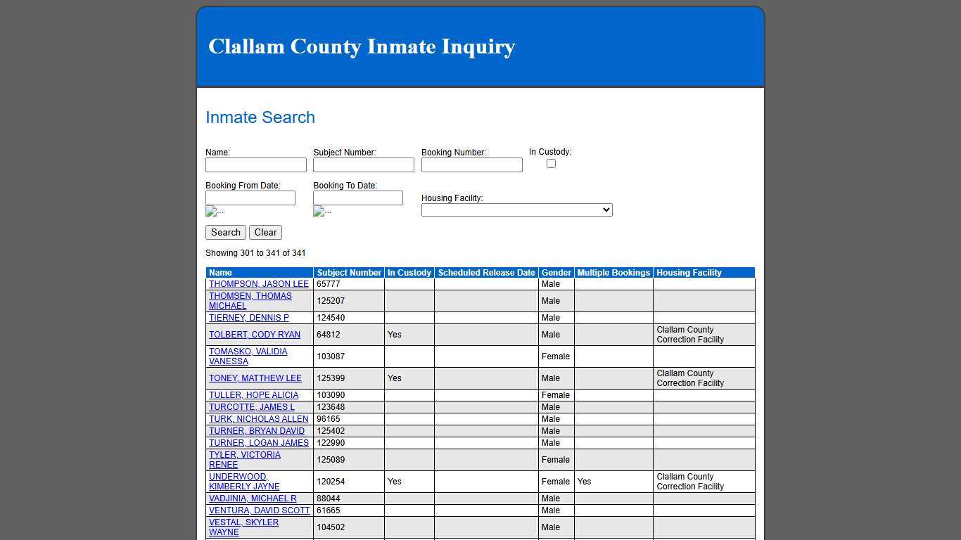 Inmate Search